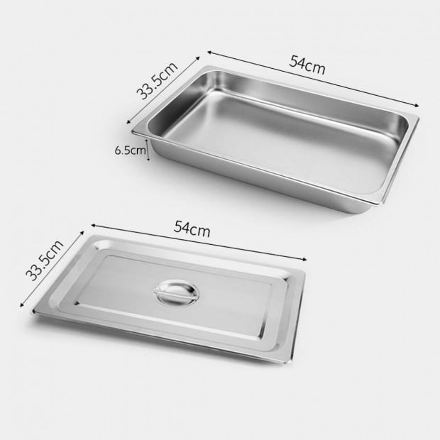 2X Gastronorm GN Pan Full Size 1/1 GN Pan 6.5cm Stainless Steel Tray Image 2