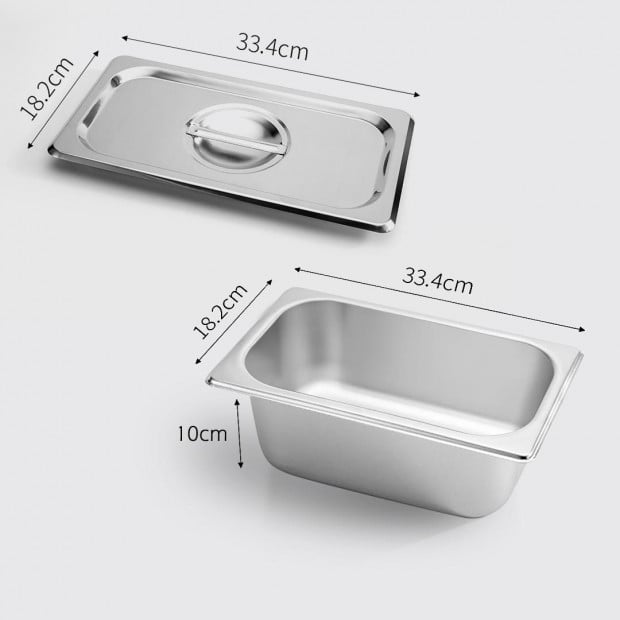 2X Gastronorm GN Pan Full Size 1/3 GN Pan 10cm Stainless Steel Tray Image 2
