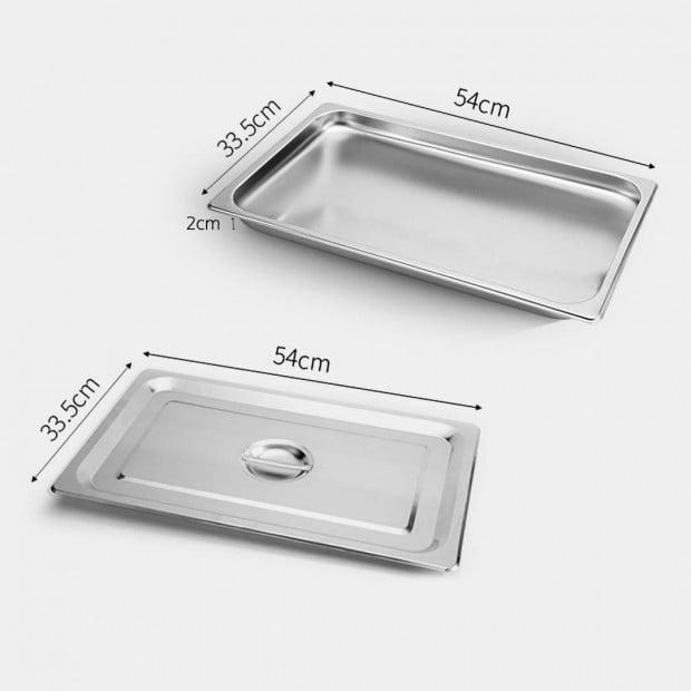 Gastronorm GN Pan Full Size 2cm Deep Stainless Steel Tray With Lid Image 2