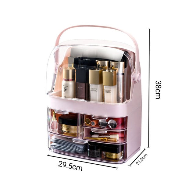 3 Tier Countertop Makeup Cosmetic Storage Organiser Holder Pink Image 2