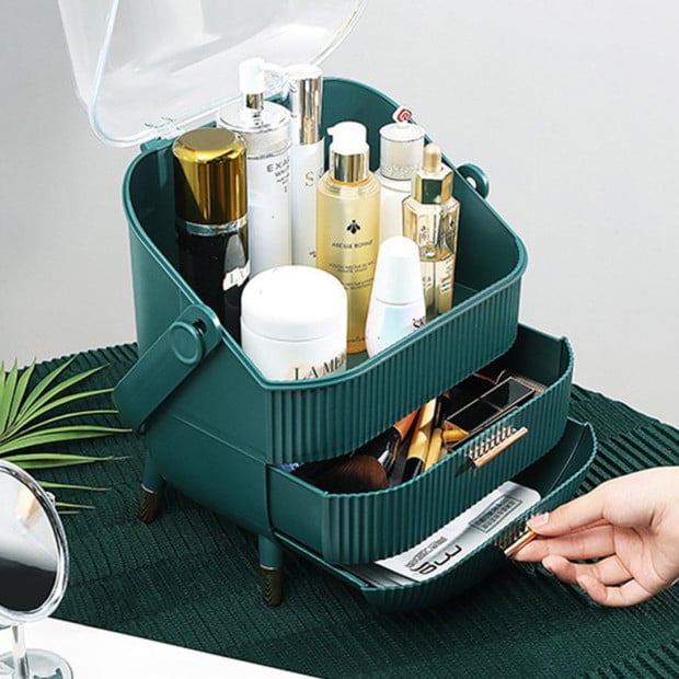 29cm Countertop Makeup Cosmetic Storage Organiser Box Green Image 2