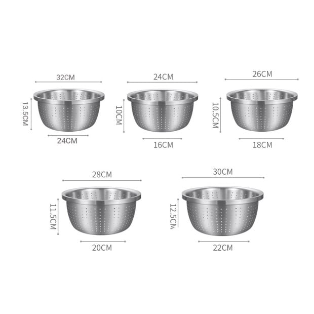 Stainless Steel Nesting Colander Sink Washing Bowl Strainer  Set of 5 Image 2