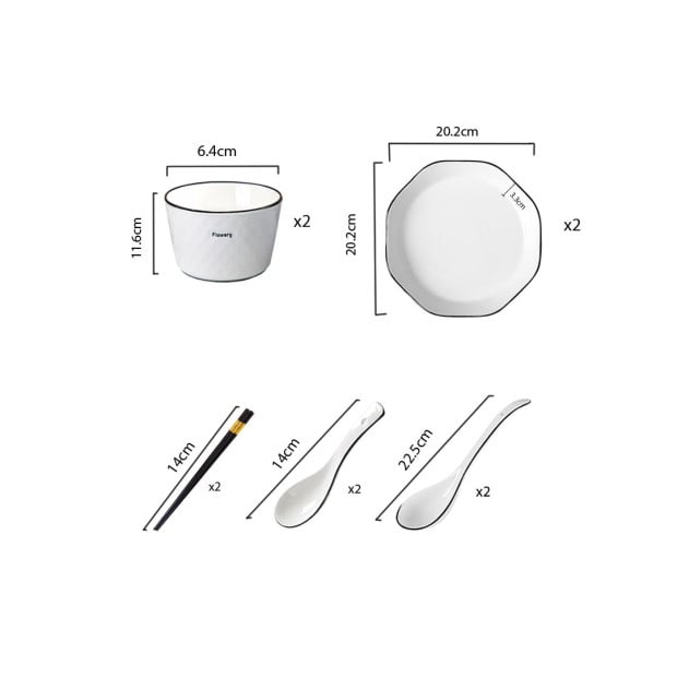 Diamond Pattern Ceramic Dinnerware Set Crockery Soup Bowl Plate Set Image 2