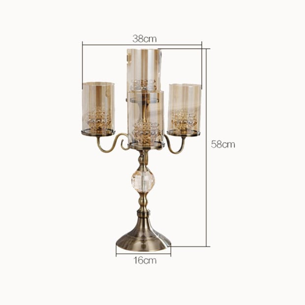 58cm 4-Slots Glass Candlestick Candle Holder Stand Pillar Image 2