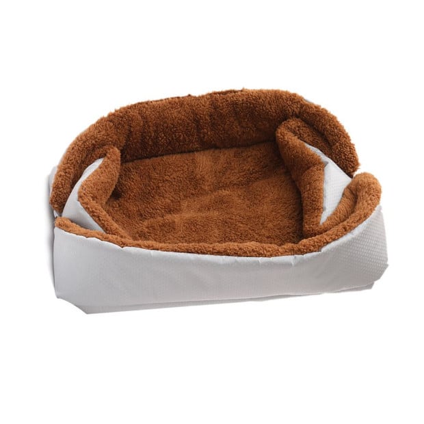 Pet Cushion Nest Cat Dog Bed Warm Plush Kennel Mat - Silver Image 2