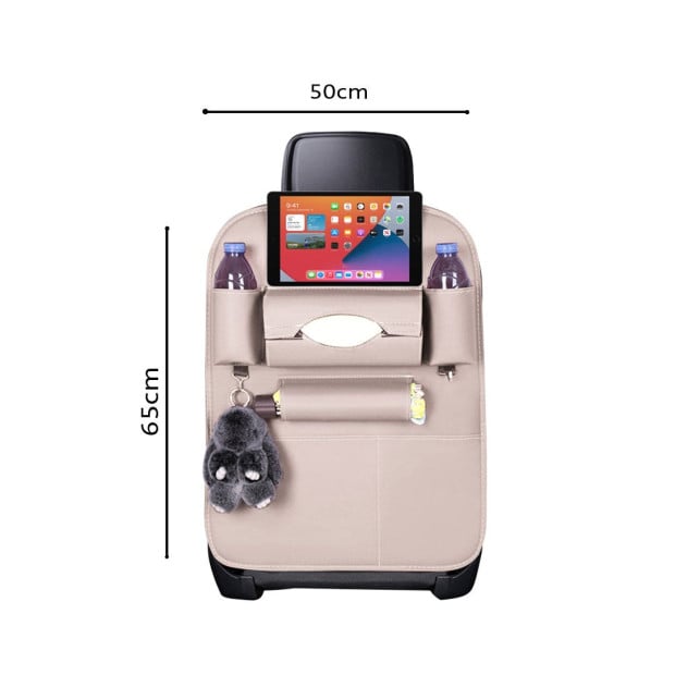 Leather Car Back Seat Storage Bag Organizer Pad Mini Holder White Image 2