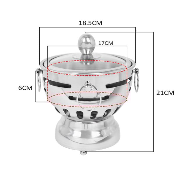 21cm Stainless Steel Buffet Hot Pot Shabu Alcohol Stove Burner Image 2