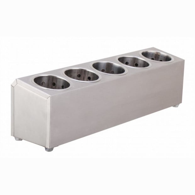 18/10 Stainless Steel Conical Utensils Cutlery Holder with 5 Holes Image 2