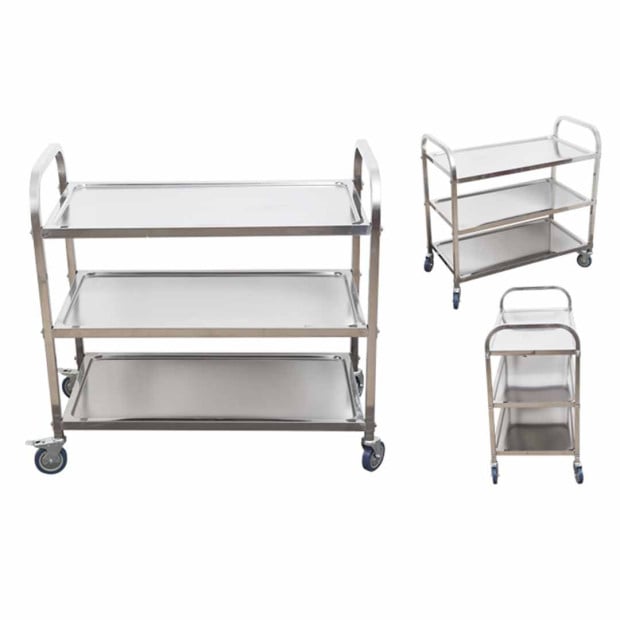 3 Tier 86x54x94cm Stainless Steel Kitchen Dinning Food Cart Trolley Image 2