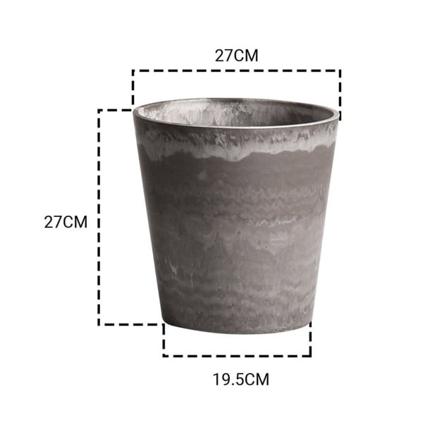 27cm Rock Grey Round Resin Plant Flower Pot Cement Pattern Cachepot Image 2