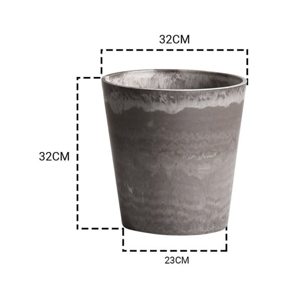 32cm Rock Grey Round Resin Plant Flower Pot Cement Pattern Cachepot Image 2