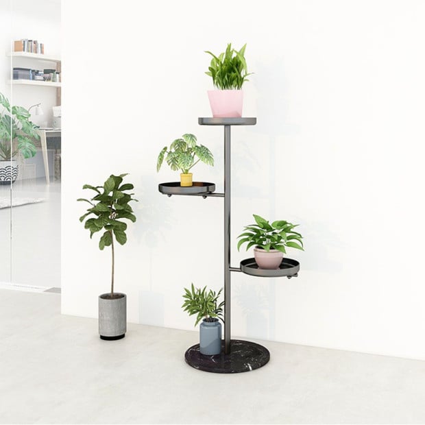 3 Tier Black Round Plant Stand Flowerpot Tray Display Metal Image 2