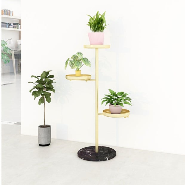 3 Tier Gold Round Plant Stand Flowerpot Tray Display Living Room Image 2