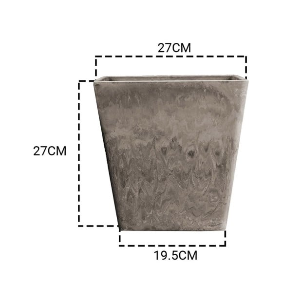 27cm Sand Grey Square Resin Plant Flower Pot Planter Cachepo Image 2