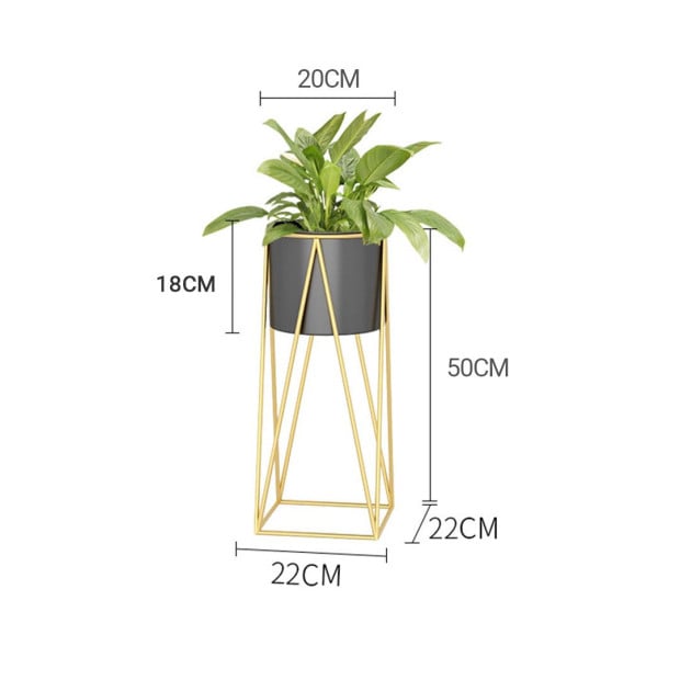50cm Gold Metal Plant Stand Black Flower Pot Corner Shelving Rack Image 2