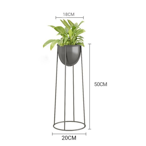50cm Round Wire Metal Flower Pot Stand Black Flowerpot Rack Display Image 2