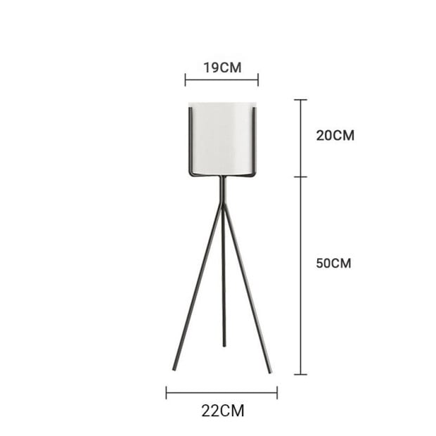 70cm Tripod Flower Pot Plant Stand with White Flowerpot Holder Rack Image 2