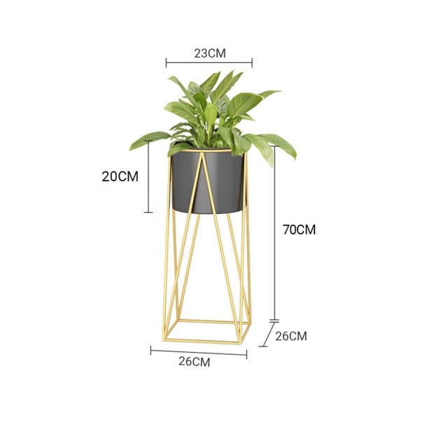 70cm Gold Metal Plant Stand Black Flower Pot Holder Corner Shelving Image 2