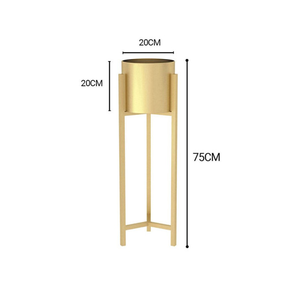 75cm Gold Metal Plant Stand with Flower Pot Holder Corner Shelving Image 2