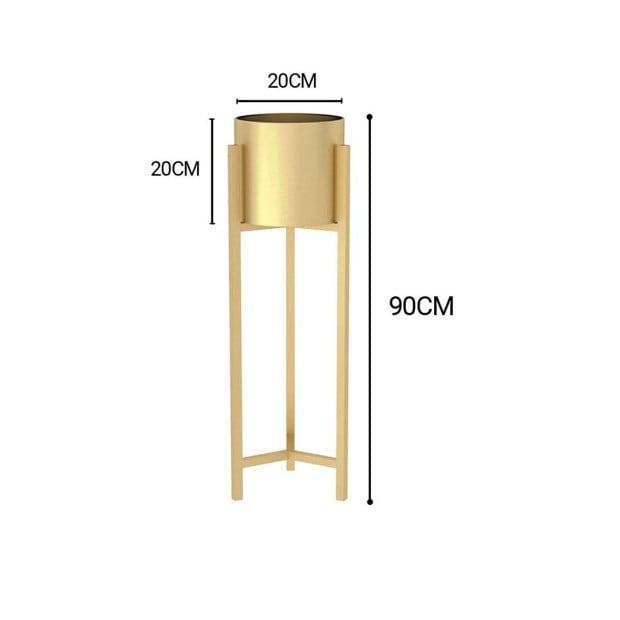 90cm Gold Metal Plant Stand with Flower Pot Holder Corner Shelving Image 2