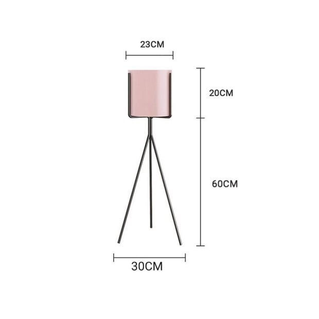 80cm Tripod Flower Pot Plant Stand with Pink Flowerpot Holder Rack Image 2