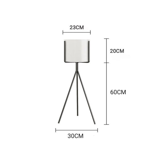 80cm Tripod Flower Pot Plant Stand with White Flowerpot Holder Rack Image 2