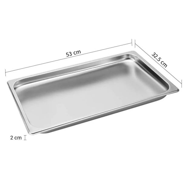 Gastronorm GN Pan Full Size 1/1 2cm Deep Stainless Steel Tray Image 2