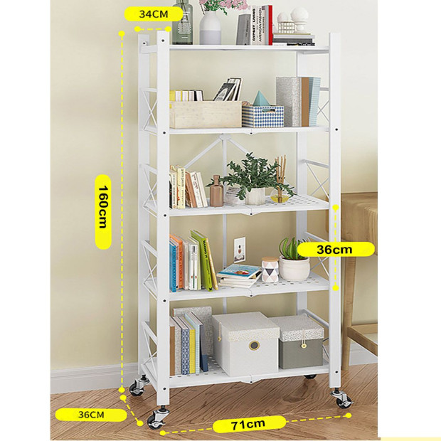 5 Tier Steel White Foldable Multi-Functional Shelves Portable Image 2
