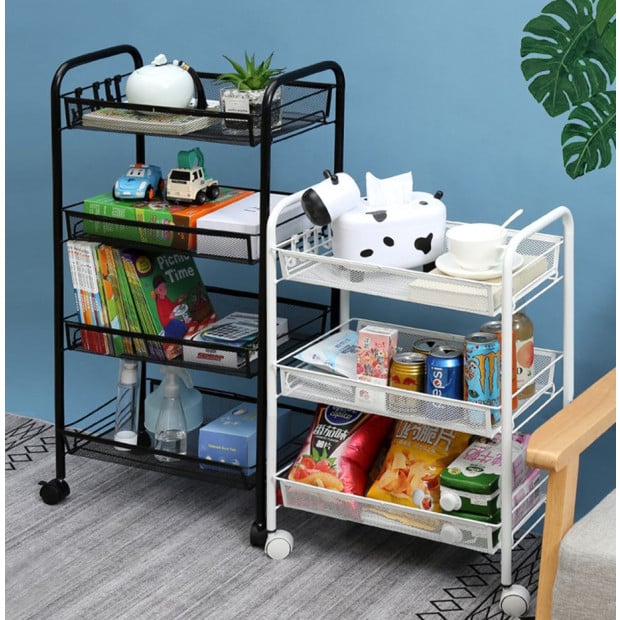3 Tier Steel Black Bee Mesh Kitchen Cart Multi-Functional Shelves Image 2