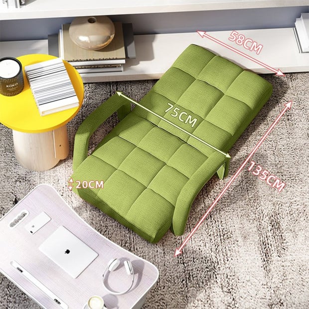Foldable Lounge Cushion Adjustable Floor Recliner Chair Armrest Green Image 2