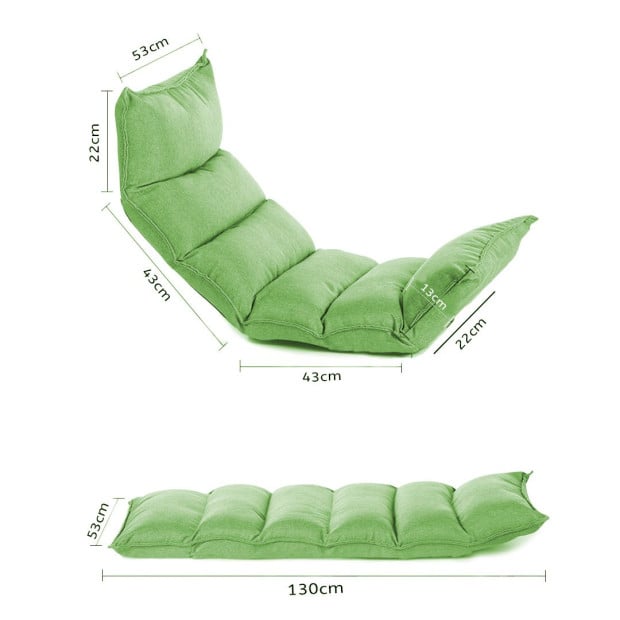 Foldable Tatami Floor Sofa Lounge Chair Recliner Lazy - Green Image 2
