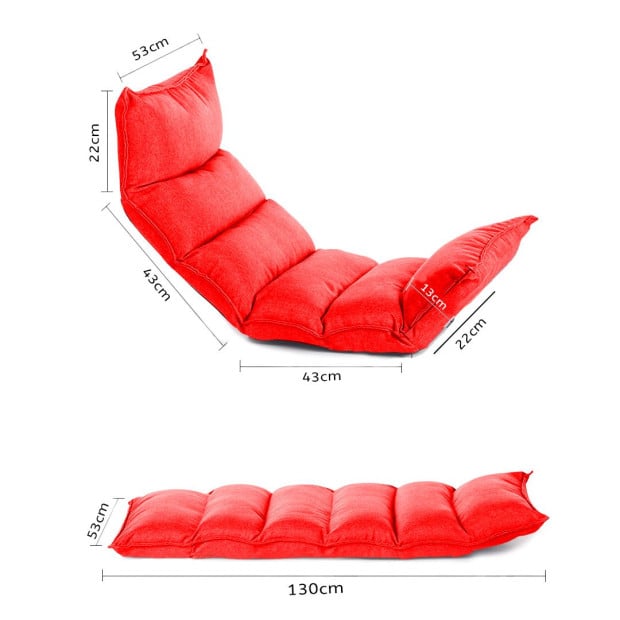 Foldable Tatami Floor Sofa Meditation Lounge Chair Recliner Red Image 2