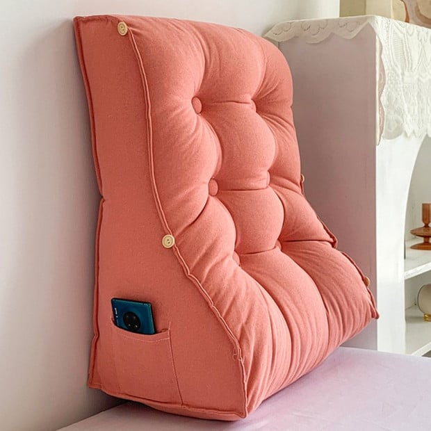 45cm Peach Triangular Wedge Lumbar Pillow Headboard Backrest Cushion Image 2