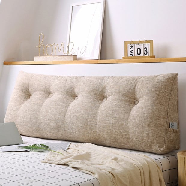 120cm Beige Triangular Wedge Bed Pillow Backrest Tatami Cushion Image 2