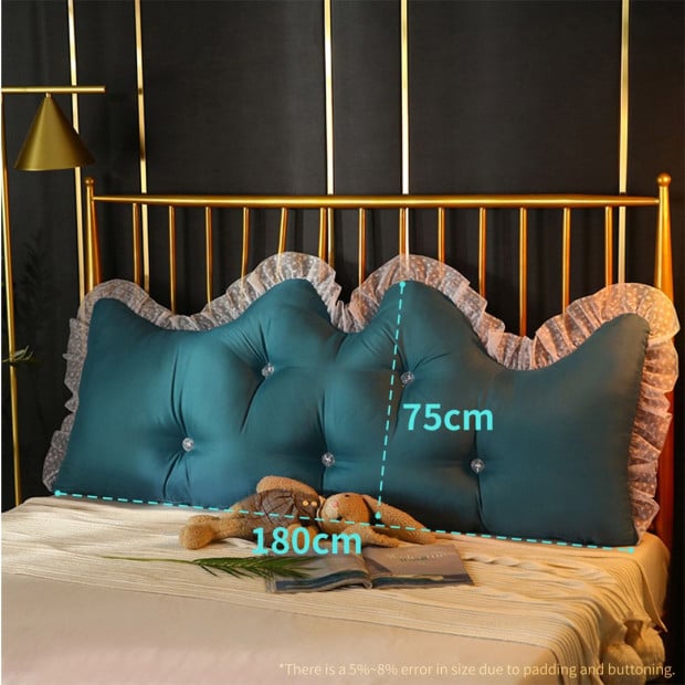 180cm Blue-Green Princess Bed Pillow Backrest Bedside Tatami Cushion Image 2