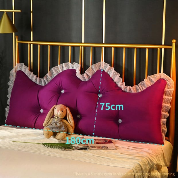 180cm Burgundy Princess Bed Pillow Backrest Bedside Tatami Cushion Image 2