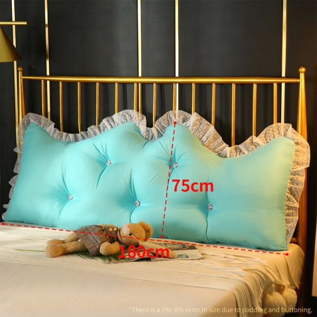 180cm Light Blue Princess Bed Pillow Backrest Bedside Tatami Cushion Image 2