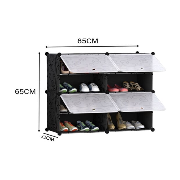 4 Tier 2 Column Shoe Rack Organizer Sneaker Footwear Storage Cabinet Image 2