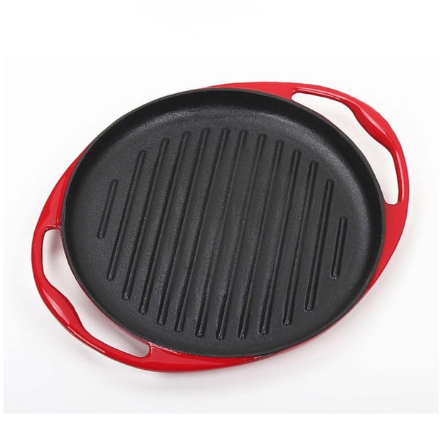 Enamel Porcelain 26cm Cast Iron Frying Pan Skillet Non-stick Coating Image 2
