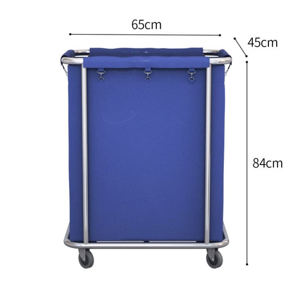 Stainless Steel Square Linen Laundry Trolley Cart with Wheels Blue Image 2