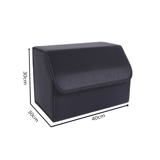Leather Car Boot Foldable Trunk Cargo Storage Box Black Medium Image 2