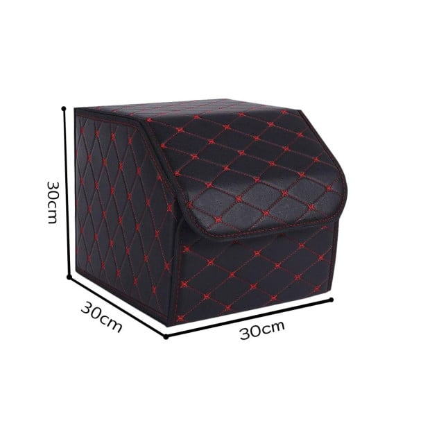 Car Boot Foldable Trunk Cargo Organizer Storage Box Black/Red Small Image 2