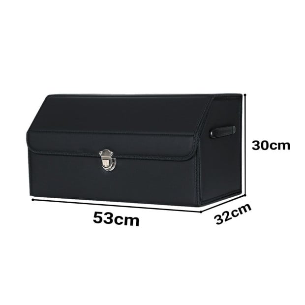 Car Boot Trunk Cargo Organizer Storage Box With Lock Black Medium Image 2