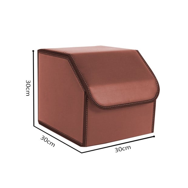 Car Boot Trunk Cargo Organizer Portable Storage Box Coffee Small Image 2