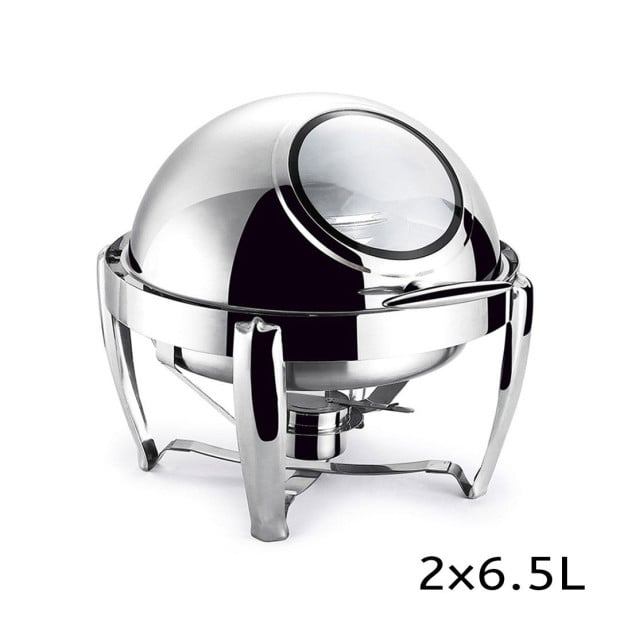 6.5L Stainless Steel Round Soup Tureen Bowl Dish Catering Warmer Image 2