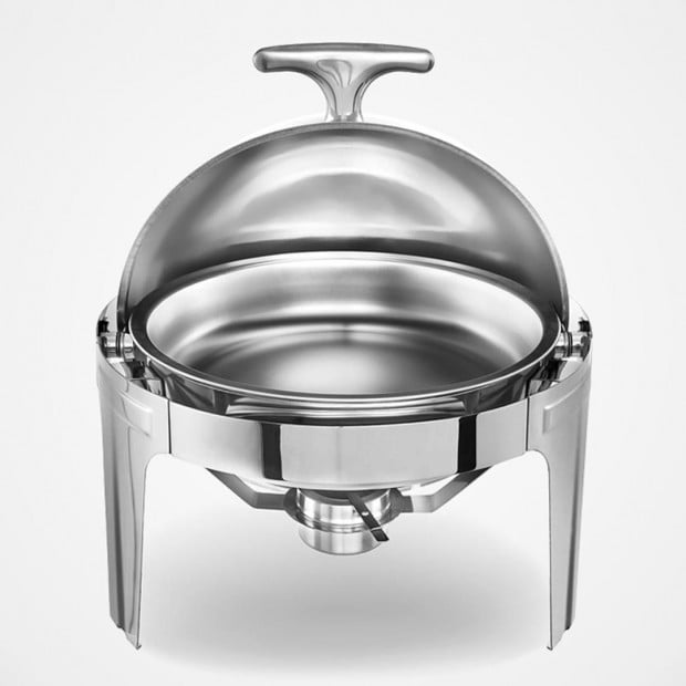 SOGA 6L Stainless Steel Chafing Food Warmer Catering Round Roll Top Image 2