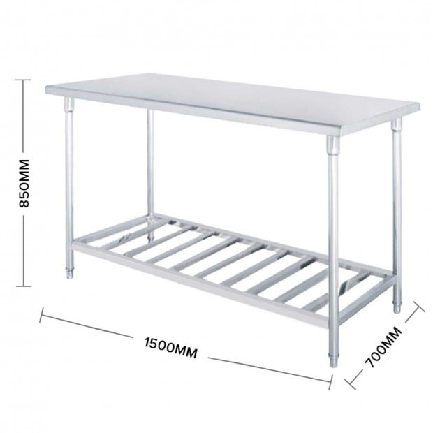 SOGA 150*70*85cm Commercial Catering Kitchen Stainless Steel Bench Image 2