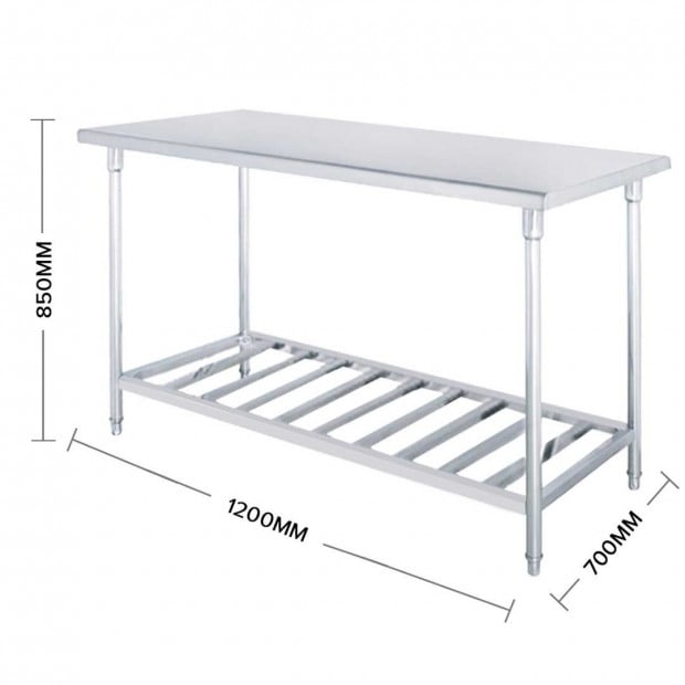 SOGA 120*70*85cm Commercial Catering Kitchen Stainless Steel Bench with Bottom Rack Image 2