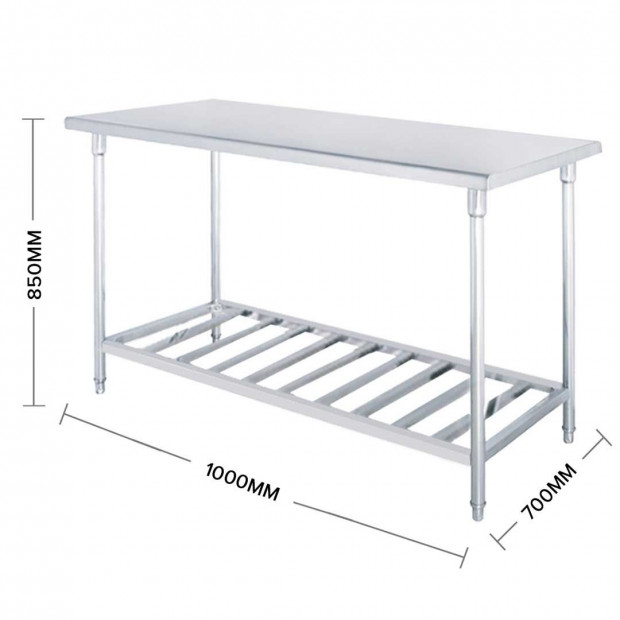 SOGA 100*70*85cm Commercial Catering Kitchen Stainless Steel Bench with Bottom Rack Image 2