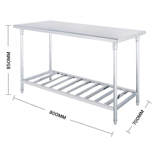 SOGA 80*70*85cm Commercial Catering Kitchen Stainless Steel Bench with Bottom Rack Image 2